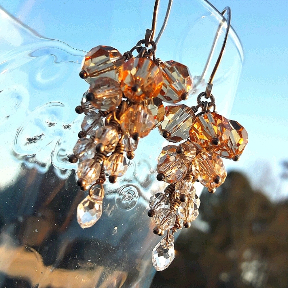 Crystal Dangle Earrings Chandelier Gold Silver